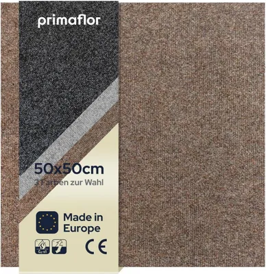 Produktbild von Primaflor Teppichfliese REX - Braun Grau - 50x50cm - Selbstliegender, Strapazierfähiger Teppich Bodenbelag Nadelfilz