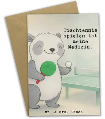 Produktbild von Mr. & Mrs. Panda babykarte Panda Tischtennis Design - Weiß - Geschenk, Verein, weihnachtskarten, Ballsport, vatertagskarte, genesungskarte, Bund, einladungskarten