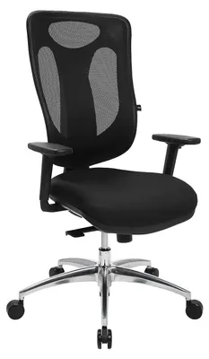 Ergonomischer Bürostuhl, Netzrücken, Armlehnen, schwarz-weiß