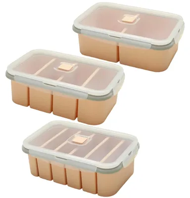 Produktbild von Set von 3 Silikon Gefrierbehältern mit Deckel für Mahlzeitenvorbereitung