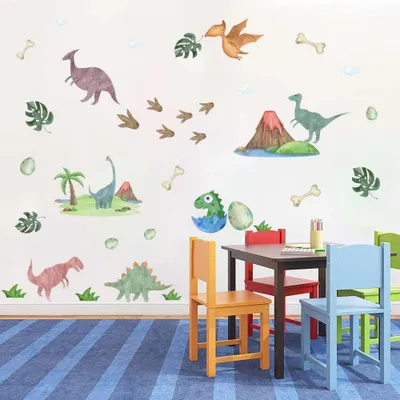Produktbild von Dinosaurier Wandtattoo 37 Wandsticker Kinderzimmer Aufkleber Fensterbilder Dekoration farbig