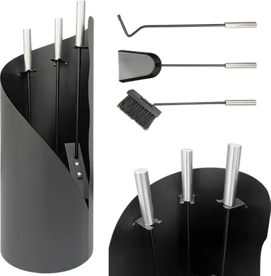 Produktbild von DanDiBo Kaminbesteck Schwarz Modern 4 Teilig Set 96571 Kaminset Kamingarnitur Ofenbesteck