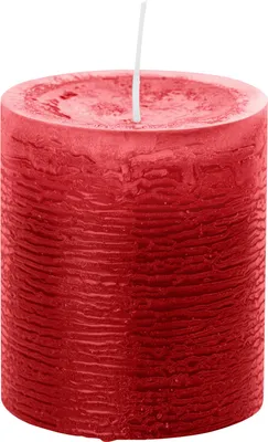 Produktbild von Rustic Stumpenkerze 190 x 100 mm (H x Ø), Farbe Rubin Rot, mit ASF zum Abbrandschutz, durchgefärbte Stumpenkerzen in rustikaler Optik, geeingnet für Deko, Party, Event, Hochzeit, Adventskranzkerzen, Einzelkerze