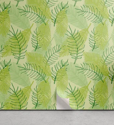 Produktbild von ABAKUHAUS Botanisch abziehbare & klebbare Tapete für Zuhause, Skizzierter Zipfel Pflanzen, selbstklebendes Wohnzimmer Küchenakzent, 33 cm x 90 cm, Apfelgrün Mehrfarbig