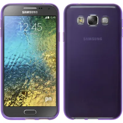 Produktbild von PhoneNatic Case kompatibel mit Samsung Galaxy E5 - lila Silikon Hülle transparent + 2 Schutzfolien