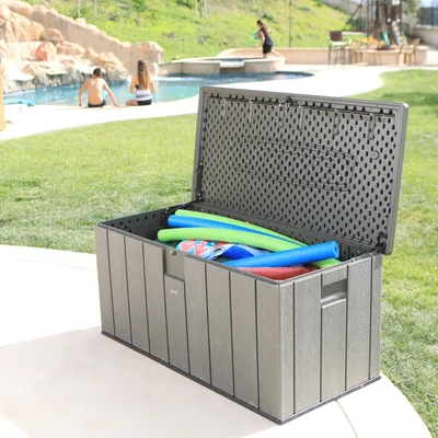 Image de Coffre à coussins en plastique Lifetime "Premium", rangement de coussins, 570 l gris foncé 72 x 151 x 69 cm (L x l x H)