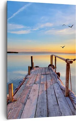 Produktbild von Bild auf Leinwand - Leinwandbild - Einteilig - See Natur Brücke Vögel - 80x120cm - Wand Bild - Wanddeko - Wandbilder - Leinwanddruck - Wanddekoration - Leinwand bilder - Wandbild - PA80x120-2402