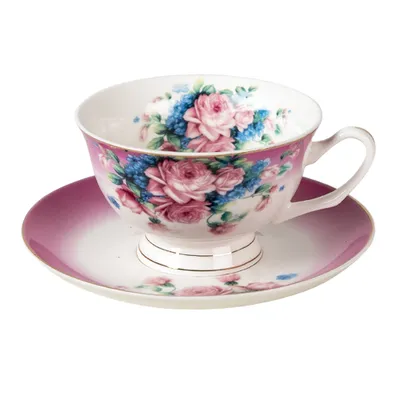 Immagine prodotto di Tazza Clayre & Eef con piattino 200 ml Fiori di porcellana viola