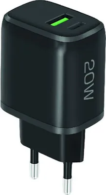 Produktbild von USB Typ-C/USB-A Schnell-Reiselader SPEED TWO 20 Watt Black