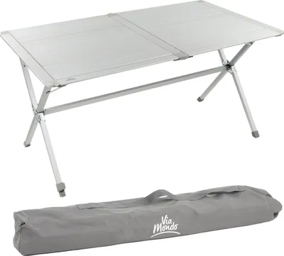 Produktbild von Via Mondo Aluminium Campingtisch "Clayette XL" für 6 Personen höhenverstellbar Rolltisch kleines Packmaß