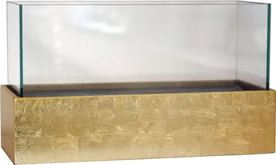 Produktbild von VIVANNO Windlicht Fiberglas CANDELITO Rechteckig, Blattgold Blattoptik hochglanz - 50x20x29 cm