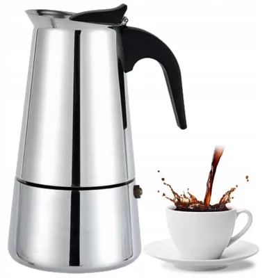 Zdjęcie produktu dla Ekspres do kawy ze stali nierdzewnej, pojemność 300 ml, przeznaczony do przygotowania 6 espresso, kompatybilny z kuchenkami gazowymi i indukcyjnymi, marka Karl Hausmann
