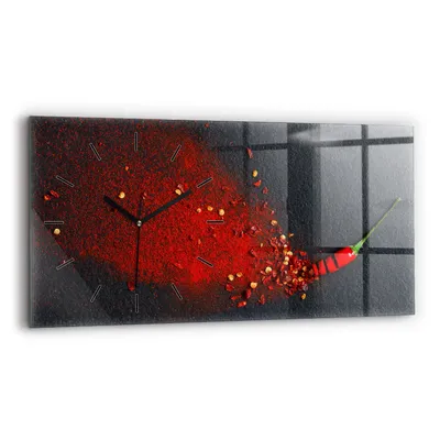 Produktbild von Wallfluent Wanduhr – Stilles Quarzuhrwerk - Uhr Dekoration Wohnzimmer Schlafzimmer Küche - Zifferblatt mit Strichen - schwarze Zeiger - 60x30 cm - Rotes Gewürz