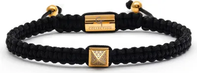 Immagine prodotto di GT Collection | Bracciale a piramide da uomo con cordino in nylon, acciaio inossidabile con diamante zirconico e confezione regalo