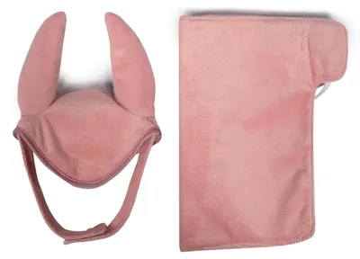 Imagen del producto de ByASTRUP – Funda y orejeras para caballo de juguete, confeccionadas en terciopelo – Color rosa