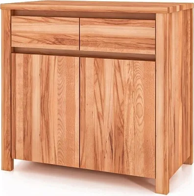 Produktbild von Kommode Tinci aus Kernbuche massiv 80x45x77 mit 2 Türen 2 Schubladen Holzbeinen