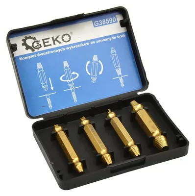 Obrázok produktu pre Sada vyťahovákov na zlomené skrutky, HSS TiN, obojstranné, 4ks, Geko