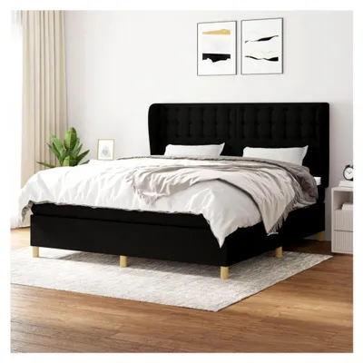 Produktbild von Lattenrost mit Matratze, Schwarz, 180 x 200 cm, Stoff, Plattformbett, mit Lattenhalter, einfache Montage, für Schlafzimmer, Erwachsene
