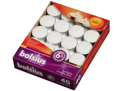 Zdjęcie produktu dla Bolsius Tea Lights White 40 sztuk