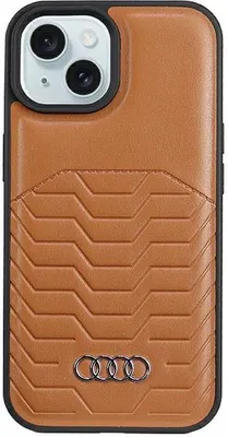 Obrázek produktu pro Etui Audi Synthetic Leather Z Magsafe Na Iphone 15 Plus / 14 Plus - Brązowe