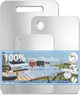 Productafbeelding van Omgoods - 100% Pure Titanium Snijplank Set van 3 - Vaatwasserbestendig