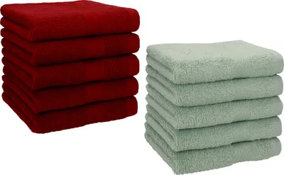 Produktbild von Betz 10 Stück Seiftücher 30x30 cm PREMIUM 100% Baumwolle  Farbe: rubinrot und heugrün