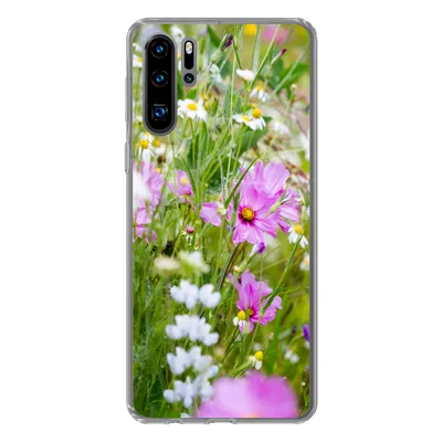 Produktbild von MuchoWow® Handyhülle Schutzhülle Hülle für Huawei P30 Pro Blumen - Natur - Grün - Gras - Lila - Weiß Silikon Softcase Handy Hülle - Schutzdeckel