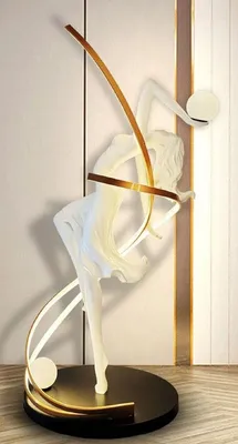 Produktbild von Casa Padrino Luxus Stehleuchte Tänzerin Weiß / Messing / Schwarz H. 179 cm - LED Kunstharz Stehlampe - Luxus Stehleuchten - Luxus Leuchten - Luxus Möbel - Luxus Einrichtung