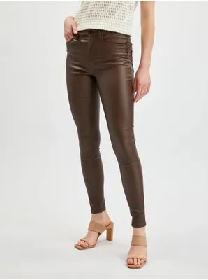 Produktbild von Orsay Dunkelbraune Damen-Skinny-Fit-Hose aus Kunstleder 38
