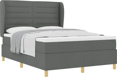 Image de vidaXL Lit boxspring avec matelas Gris foncé 200 x 160 cm Tissu