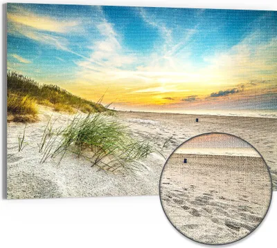 Produktbild von DEQORI Hybrid Leinwand Bild 90x60 cm 'Baltischer Dünenstrand' Wandbild Glas flach modern