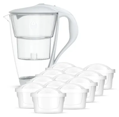 Zdjęcie produktu dla Dafi Szklany dzbanek filtrujący CRYSTAL LED biały 12 wkładów Unimax