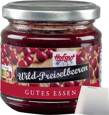 Produktbild von Hofgut Wildpreiselbeeren (220g Glas) + usy Block
