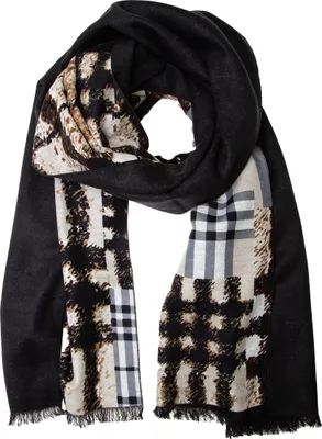 Produktbild von Winterschal XXL Seidenflanell Schal Stola braun beige Streifen - sanft wie Kaschmir 100% Seide