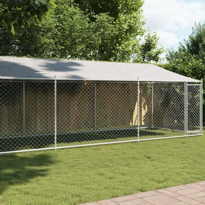 Produktbild von "SALE 2026"Hundezwinger mit Dach und Tür Grau 8x2x2 m Verzinkter Stahl NEU444696 - Sonstiges Hundezubehör
