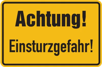 Produktbild von Dreifke® Hinweisschild, Achtung! Einsturzgefahr!, 200x300mm, Alu geprägt, Alu...