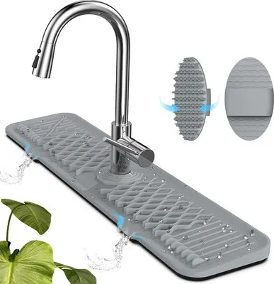 Immagine prodotto di Protezione per spatola in silicone con spazzola per la pulizia, grande, grigia