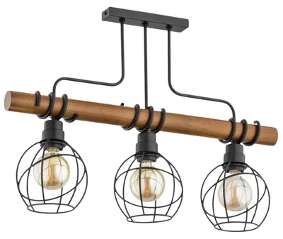Zdjęcie produktu dla Żyrandol Fibia czarny-ciemne drewno 3xE27x60W drewno wym:48x15x66cm IP20 Alfa