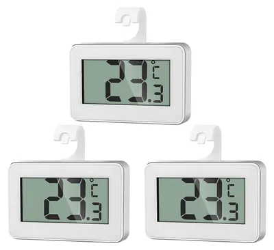Produktbild von 3X Kühlschrankthermometer, digitales Gefrierschrankthermometer, Raumtemperaturthermometer, wasserdichtes Gefrierschrankthermometer mit LCD-Display und Haken zum Ablesen der Temperatur