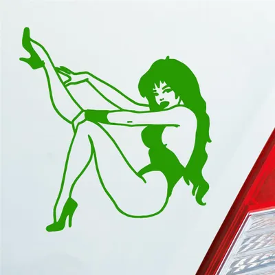 Produktbild von Auto Aufkleber Frau Pin Up Girl Vintage Sexy 10x10,5 cm Hellgrün Sticker Heckscheibenaufkleber