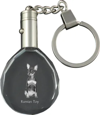 Produktbild von Russischer Toy, Russkiy Toy, Russischer Zwergspaniel - Anhänger mit einem Foto eines Hundes, Schlüsselanhänger aus Kristall in einer Geschenkbox, ein einzigartiges Geschenk von Art-Dog