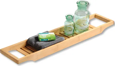 Produktbild von Badregal KESPER Badewannenablage Bambus  – 70x14,5x4,4cm – natürlicher Wannenaufsatz  – stilvoll & funktional – 92257