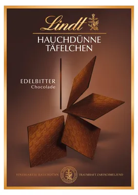 Produktbild von Lindt & Sprüngli Hauchdünne Täfelchen, Edelbitter, 125 g