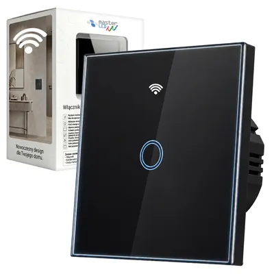 Produktbild von MasterLED WLAN Touch-Lichtschalter 1-fach Glas schwarz Tuya Smart Life IP54