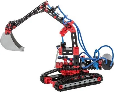 Produktbild von Fischertechnik Pneumatic Power Baukasten, STEM-Kit, 180 Teile, 5 Modelle, Schwarz-Rot, Kunststoff, Verpackungsmaße: 33 x 8 x 23,5 cm, inkl. 2x Pneumatikzylinder, Pumpzylinder, 2x Handventil, Luftspeicher, spielerisches Erlernen der Pneumatik, ab 8 Jahre.