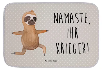 Produktbild von Mr. & Mrs. Panda Badezimmerteppich Faultier Yoga - Grau Pastell - Geschenk, Entspannung, Badvorleger, Teppich Bad, Badematte, Namaste, Meditation, Badteppich, fußmatte