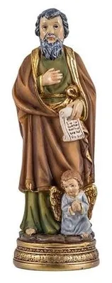 Heiliger Matthäus Evangelist Figur, Harz, handbemalt, 13 cm