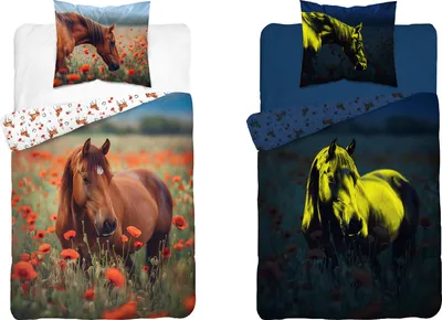 Obrázek produktu pro Bavlněné povlečení svítící ve tmě 160x200 Fluo horse