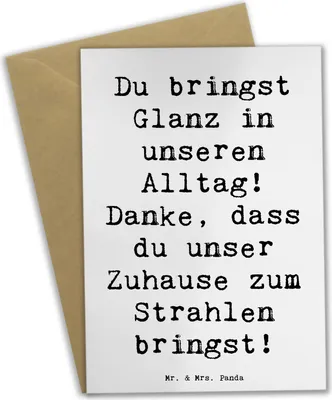 Produktbild von Mr. & Mrs. Panda Klappkarte Spruch Glanz Putzfrau - Weiß - Geschenk, osterkarten, Bedanken, in Alltag, Freundschaft, osterkarte, einladungskarten, Respekt, Dankbarkeit