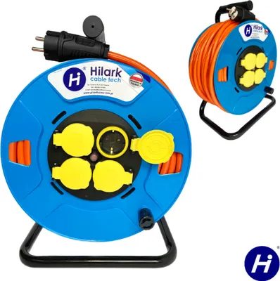 Produktbild von 50m Polyurethan-Verlängerungskabel H07BQ-F 3x1,5mm² SCHUKO, Robust und sicher für Werkstatt, Garten und Bau, IP54, Orange - Hilark